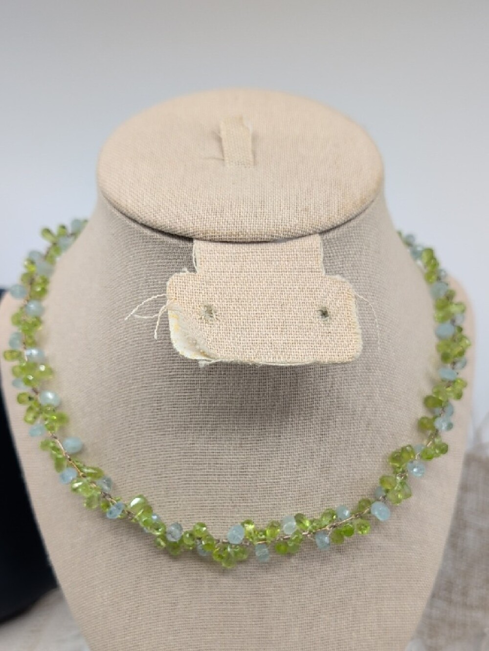 Ross-Simons 925 Sterling Silver Peridot Aquamarine Cluster Necklace 16" - Picture 3 of 17